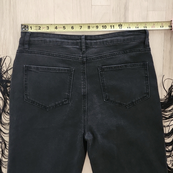 NWT Blue B Fringe Womens High Rise Straight Leg Black Denim Jeans Pants Size L - Picture 11 of 14